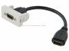 Moduł HDMI MOSAIC V1.4 22.5x45 biały, przelotowy, prosty, kabel 15cm